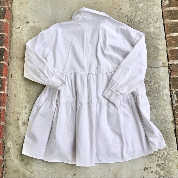 En Saison Poplin Mini Dress Tiered Baby Doll Oversized Off White Cotton M - Picture 9 of 12
